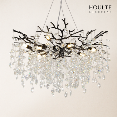 Frostleaf Crystal Cascade Branch Round Chandelier 30"