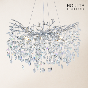 Frostleaf Crystal Cascade Branch Round Chandelier 30"