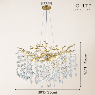 Frostleaf Crystal Cascade Branch Round Chandelier 30"