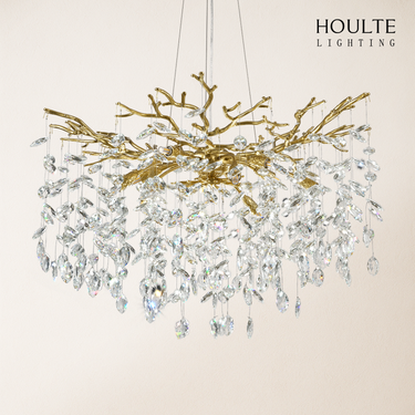 Frostleaf Crystal Cascade Branch Round Chandelier 30"