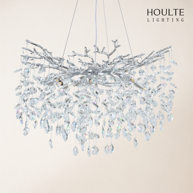 Frostleaf Crystal Cascade Branch Round Chandelier 30"