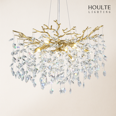 Frostleaf Crystal Cascade Branch Round Chandelier 30"