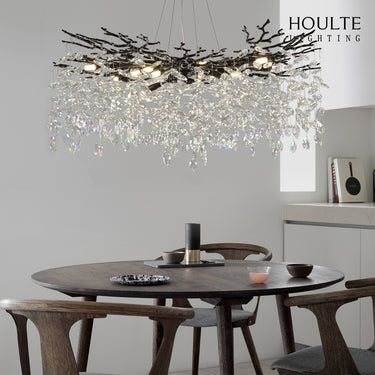 Frostleaf Crystal Cascade Branch Round Chandelier 40"