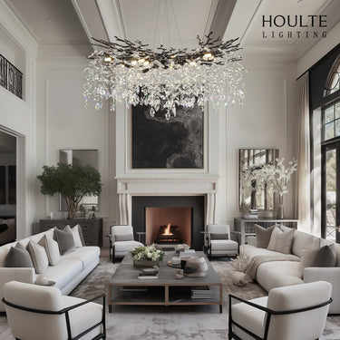 Frostleaf Crystal Cascade Branch Round Chandelier 40"