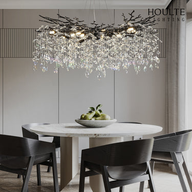 Frostleaf Crystal Cascade Branch Round Chandelier 40"