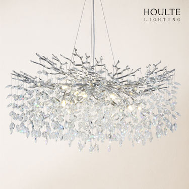 Frostleaf Crystal Cascade Branch Round Chandelier 40"
