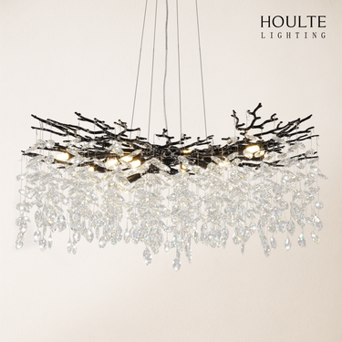 Frostleaf Crystal Cascade Branch Round Chandelier 40"