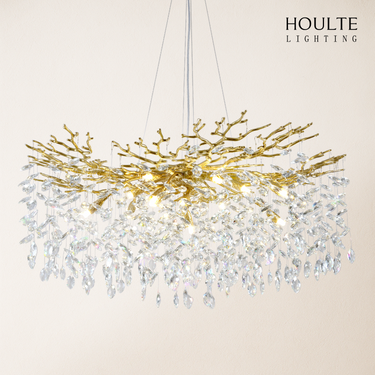 Frostleaf Crystal Cascade Branch Round Chandelier 40"