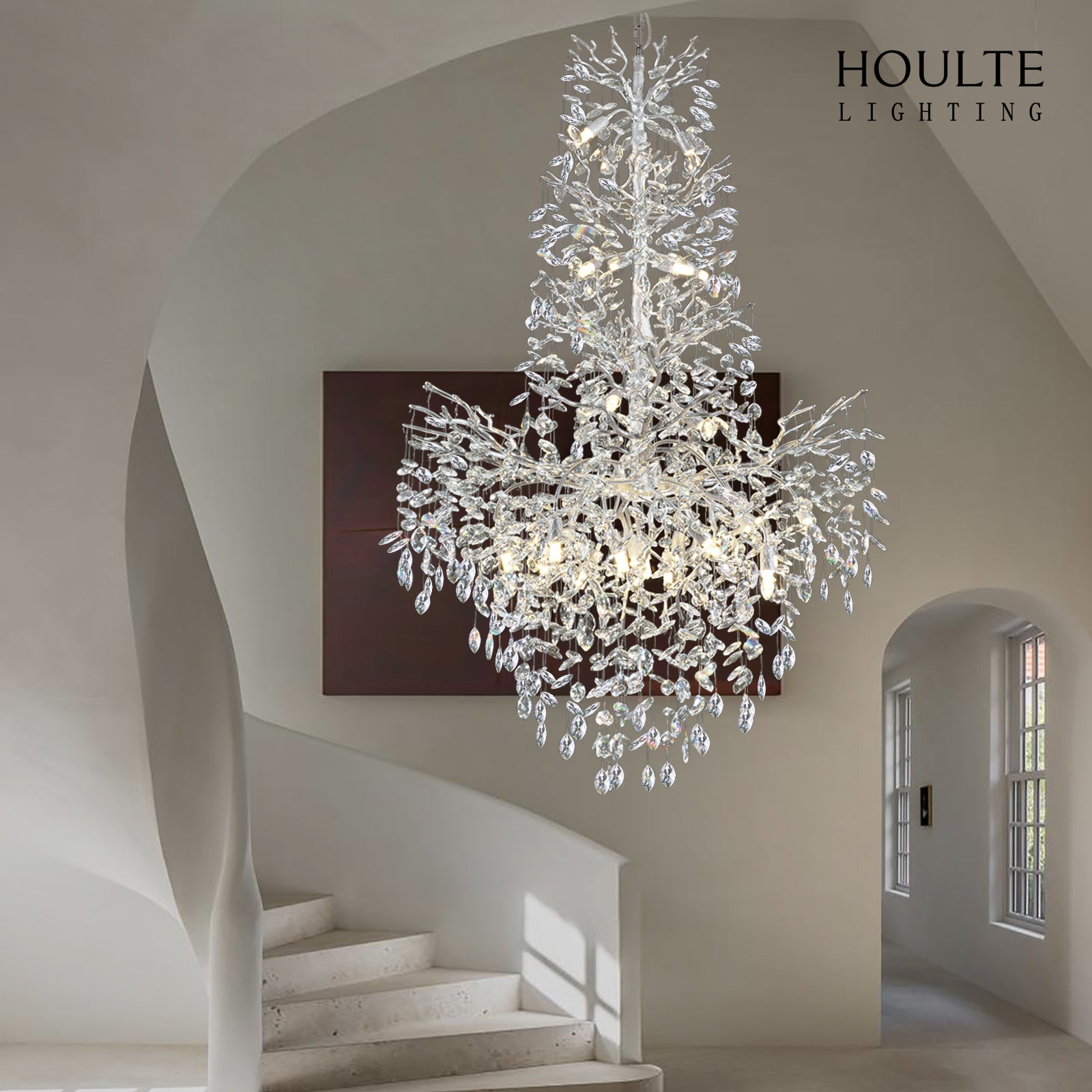 Frostleaf Crystal Cascade Grand Staircase Chandelier 61"H