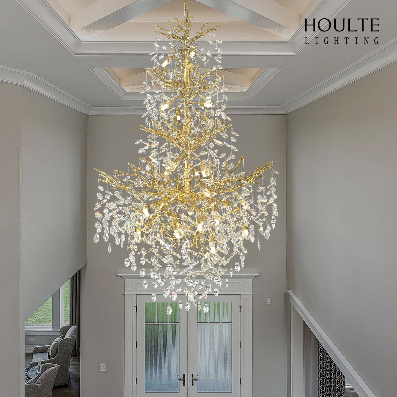 Frostleaf Crystal Cascade Grand Staircase Chandelier 61"H