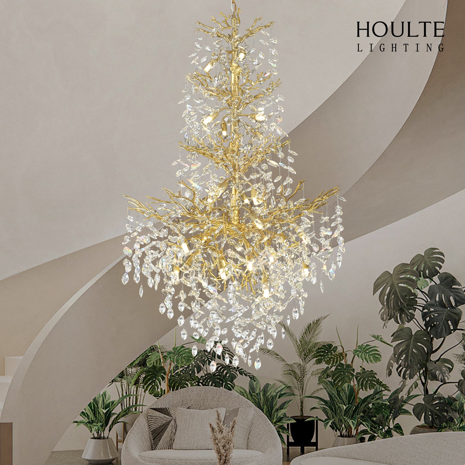 Frostleaf Crystal Cascade Grand Staircase Chandelier 61"H