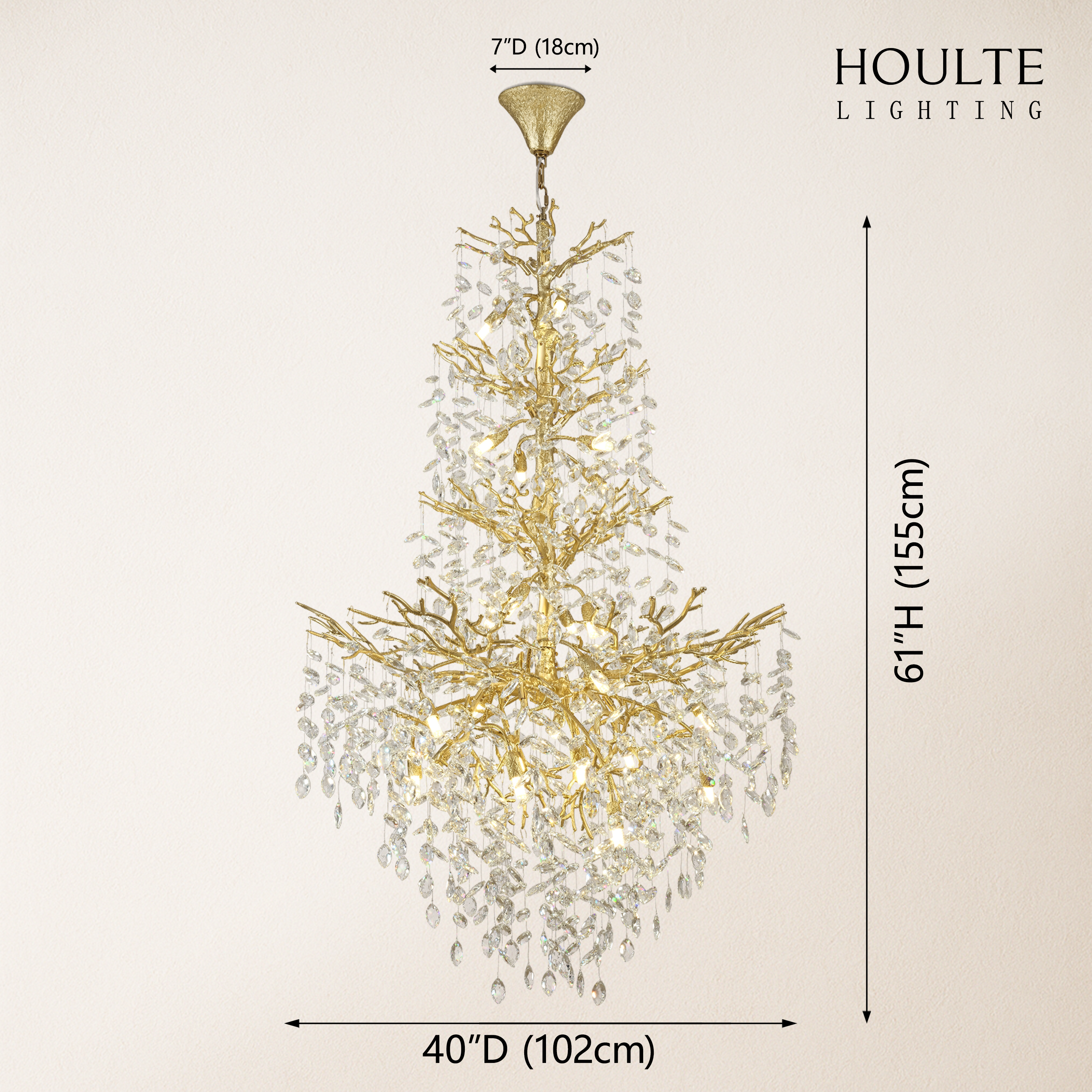 Frostleaf Crystal Cascade Grand Staircase Chandelier 61"H