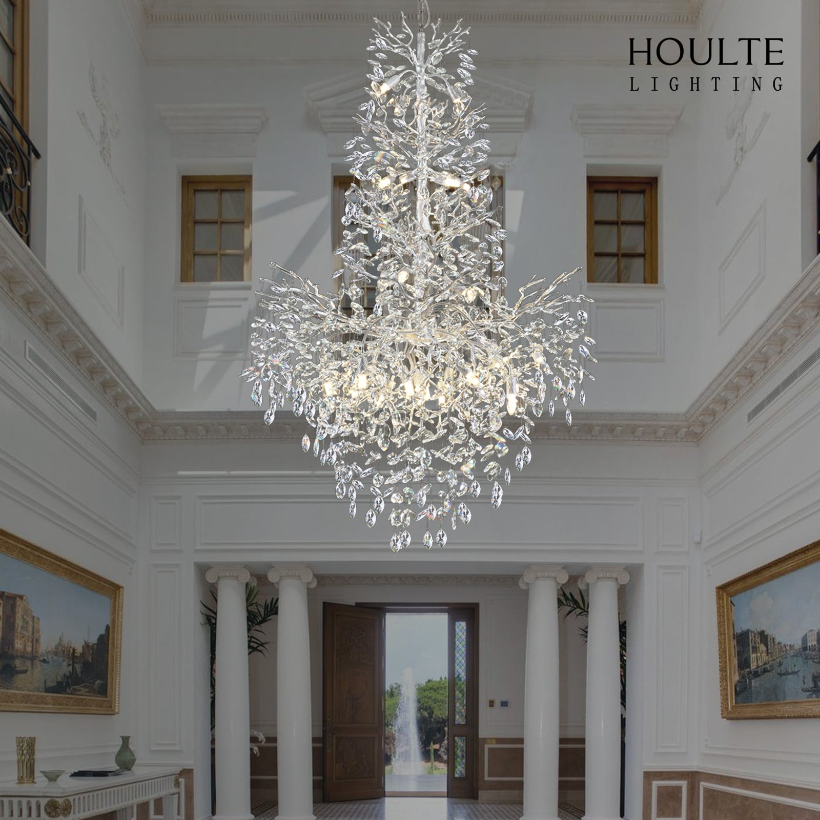 Frostleaf Crystal Cascade Grand Staircase Chandelier 61"H