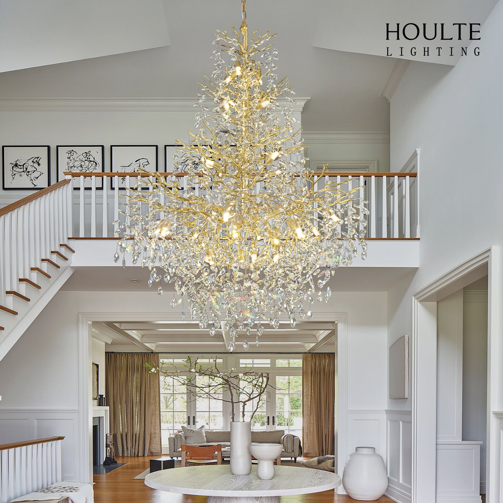 Frostleaf Crystal Cascade Grand Staircase Chandelier 65"H