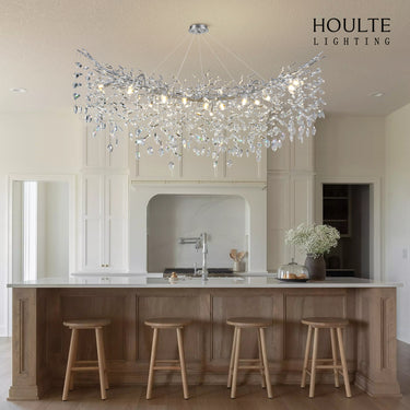 Frostleaf Crystal Cascade Tree Branch Linear Chandelier 55"