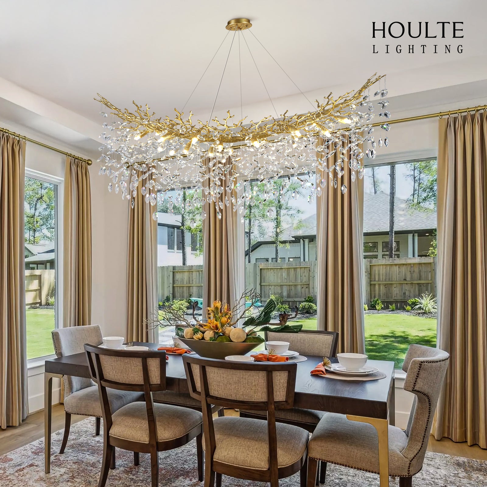 Frostleaf Crystal Cascade Tree Branch Linear Chandelier 55"