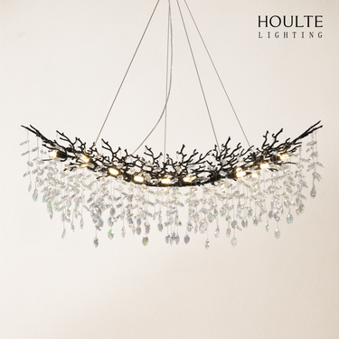 Frostleaf Crystal Cascade Tree Branch Linear Chandelier 55"