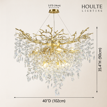 Frostleaf Crystal Grand Cascade Branches Chandelier 40''