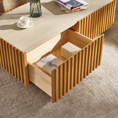 Isla Oak Sintered Stone Rectangle Coffee Table 120cm