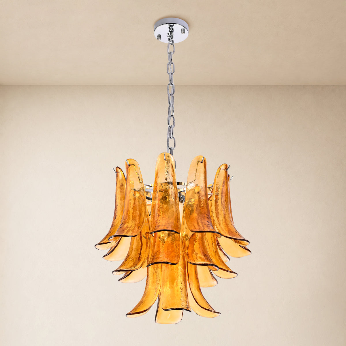 Nivelle Textured Glass Petal Chandelier 19.6"D