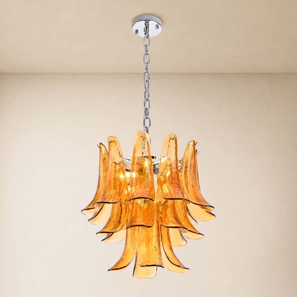 Nivelle Textured Glass Petal Chandelier 19.6"D