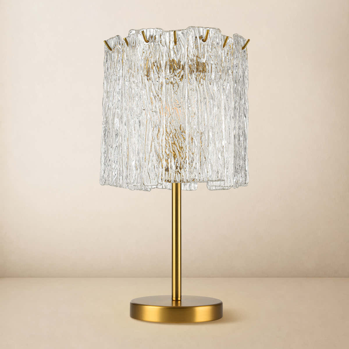 Lucentra Textured Glass Drum Table Lamp 10"D dimensions 1