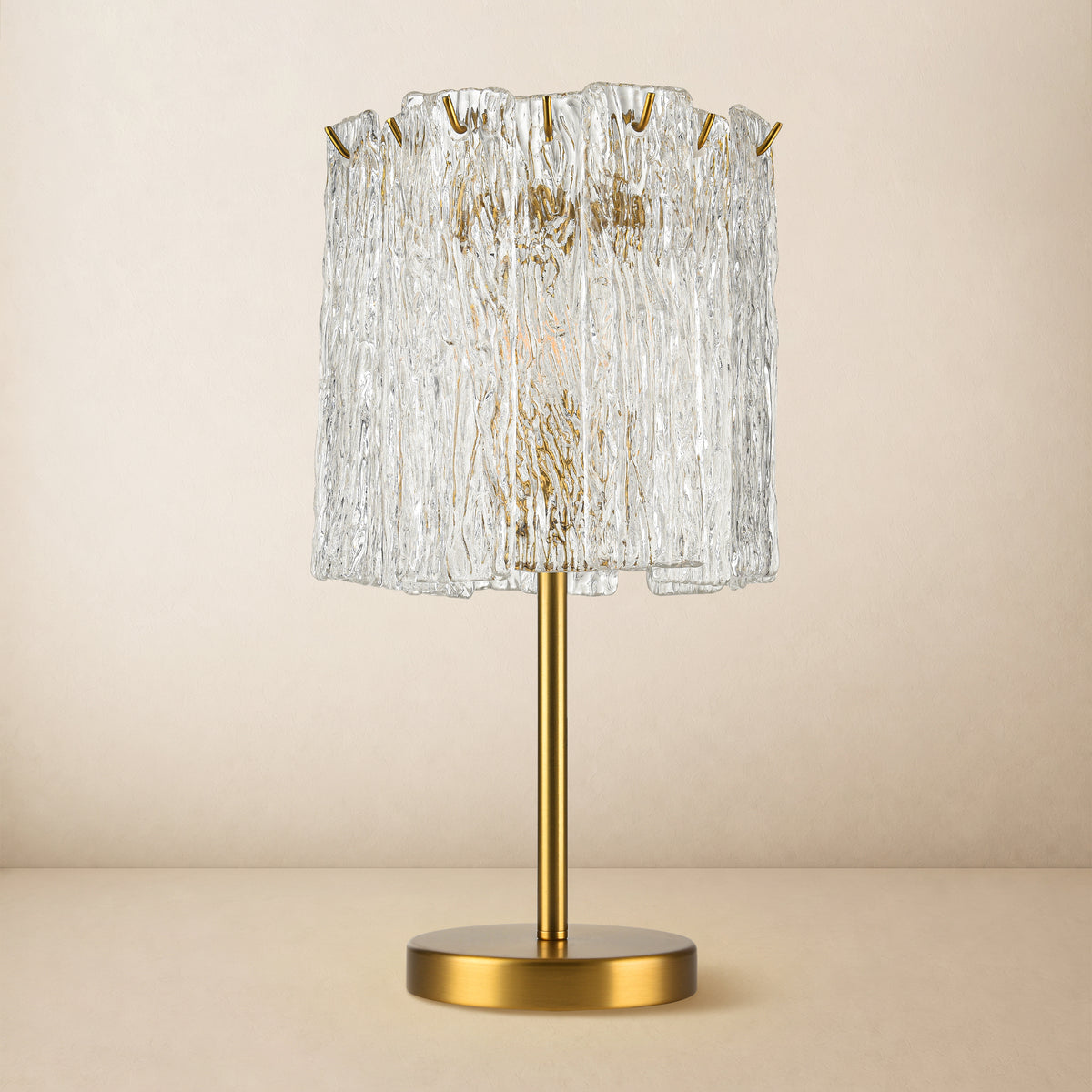 Lucentra Textured Glass Drum Table Lamp 10"D