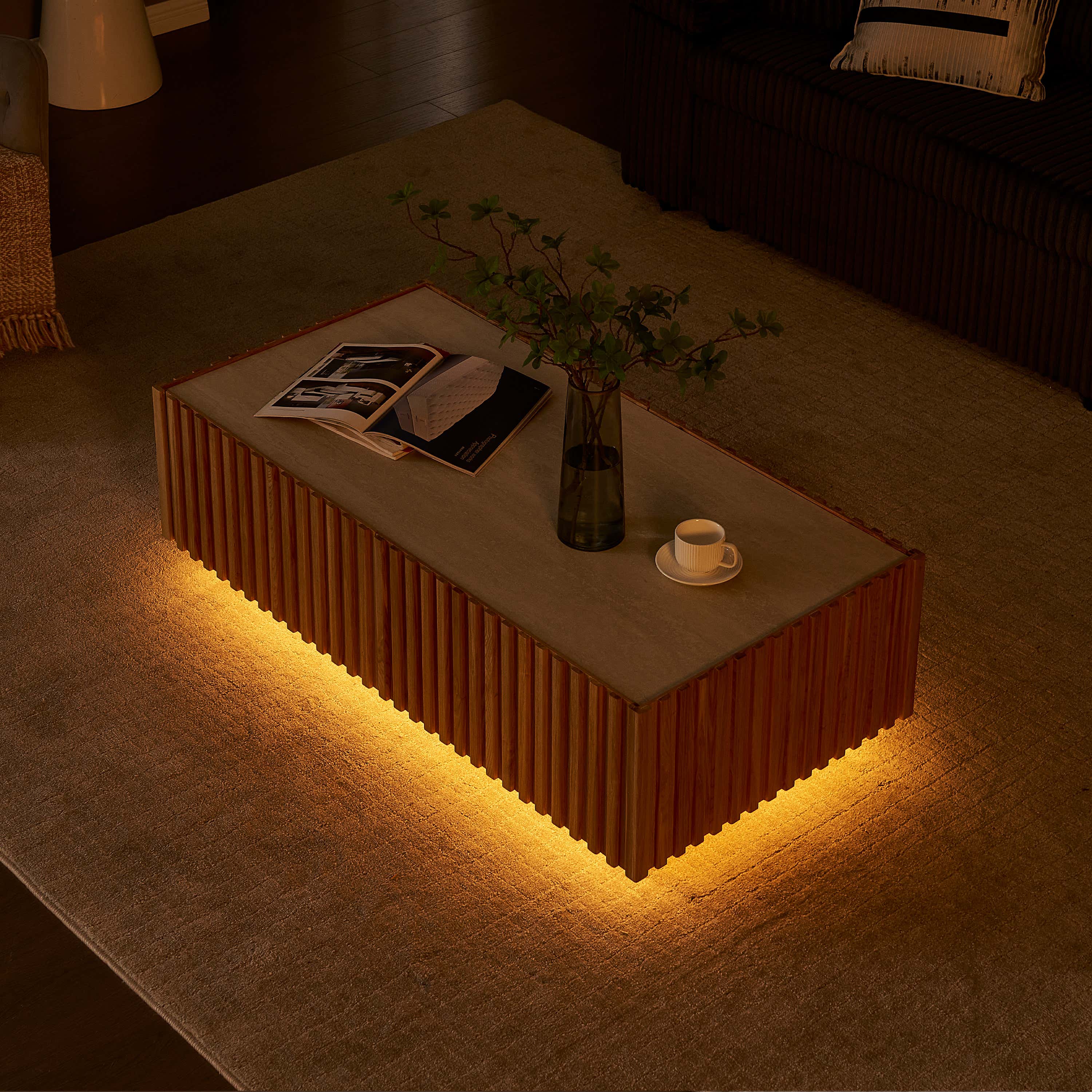 Isla Oak Sintered Stone Rectangle Coffee Table 120cm