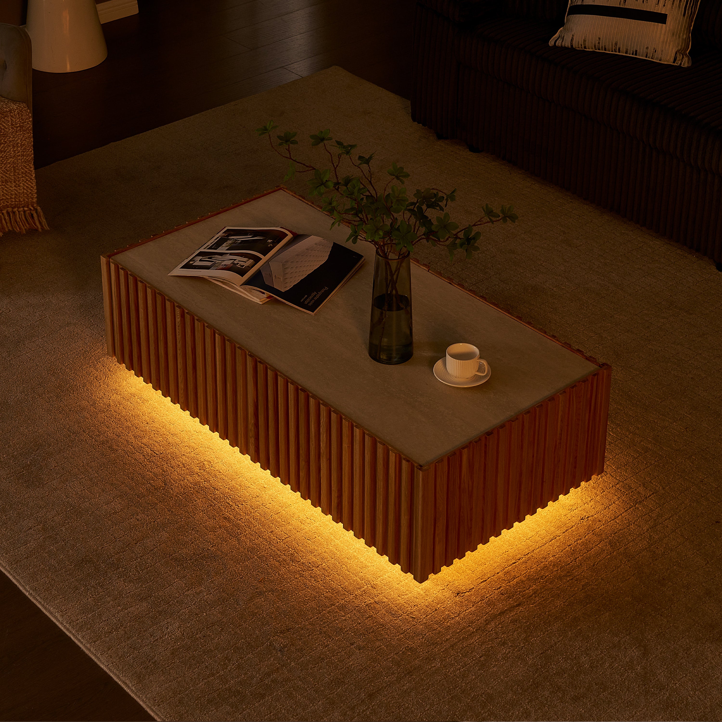 Isla Oak Sintered Stone Rectangle Coffee Table 120cm