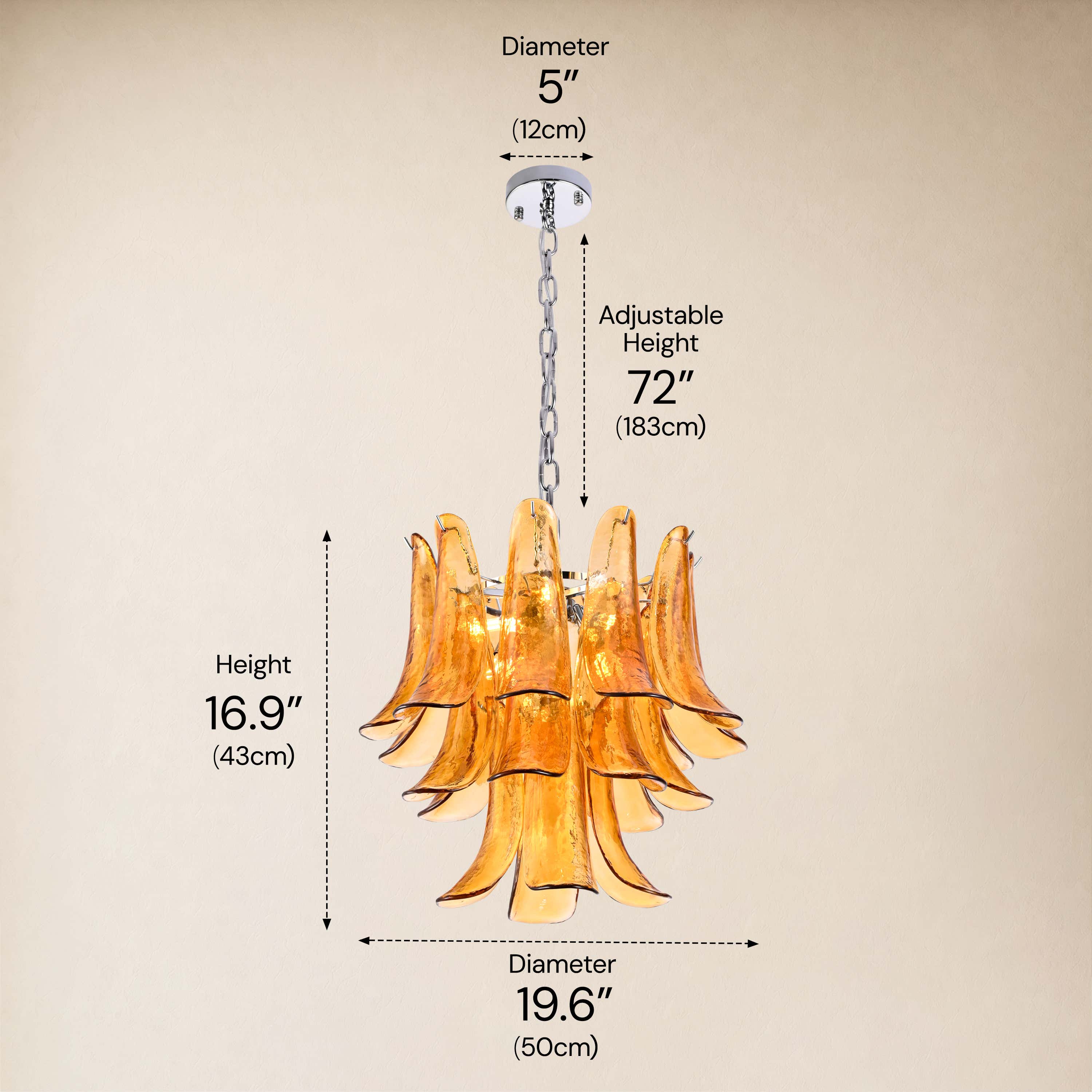 Nivelle Textured Glass Petal Chandelier 19.6"D