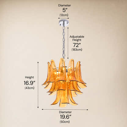 Nivelle Textured Glass Petal Chandelier 19.6"D