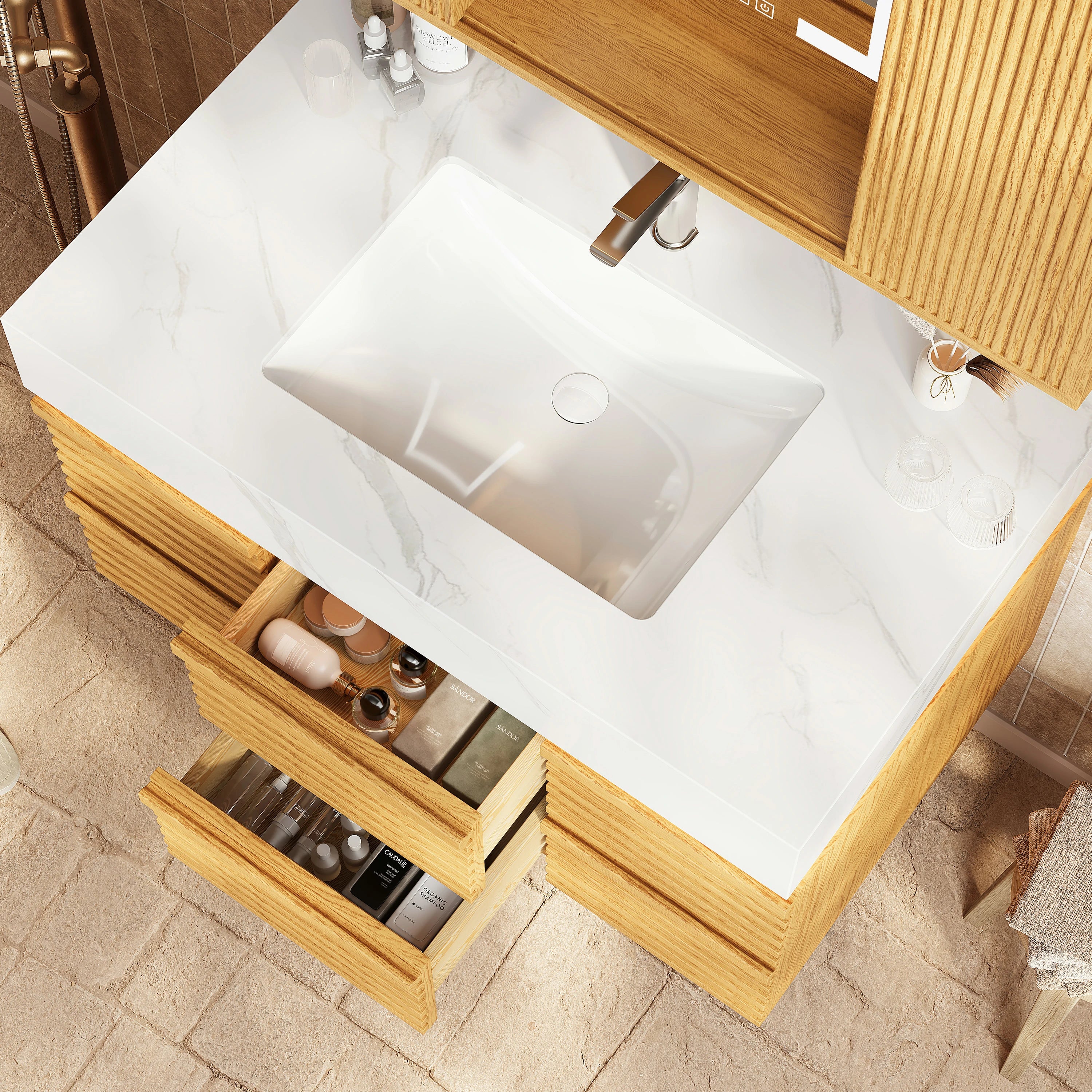 Isla Oak Bathroom Vanity 91cm W