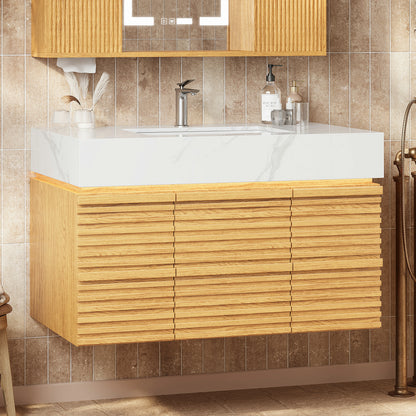 Isla Oak Bathroom Wall Mirror And Vanity Set