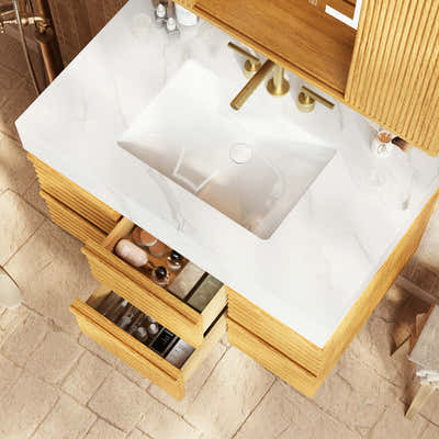 Isla Oak Bathroom Wall Mirror And Vanity Set
