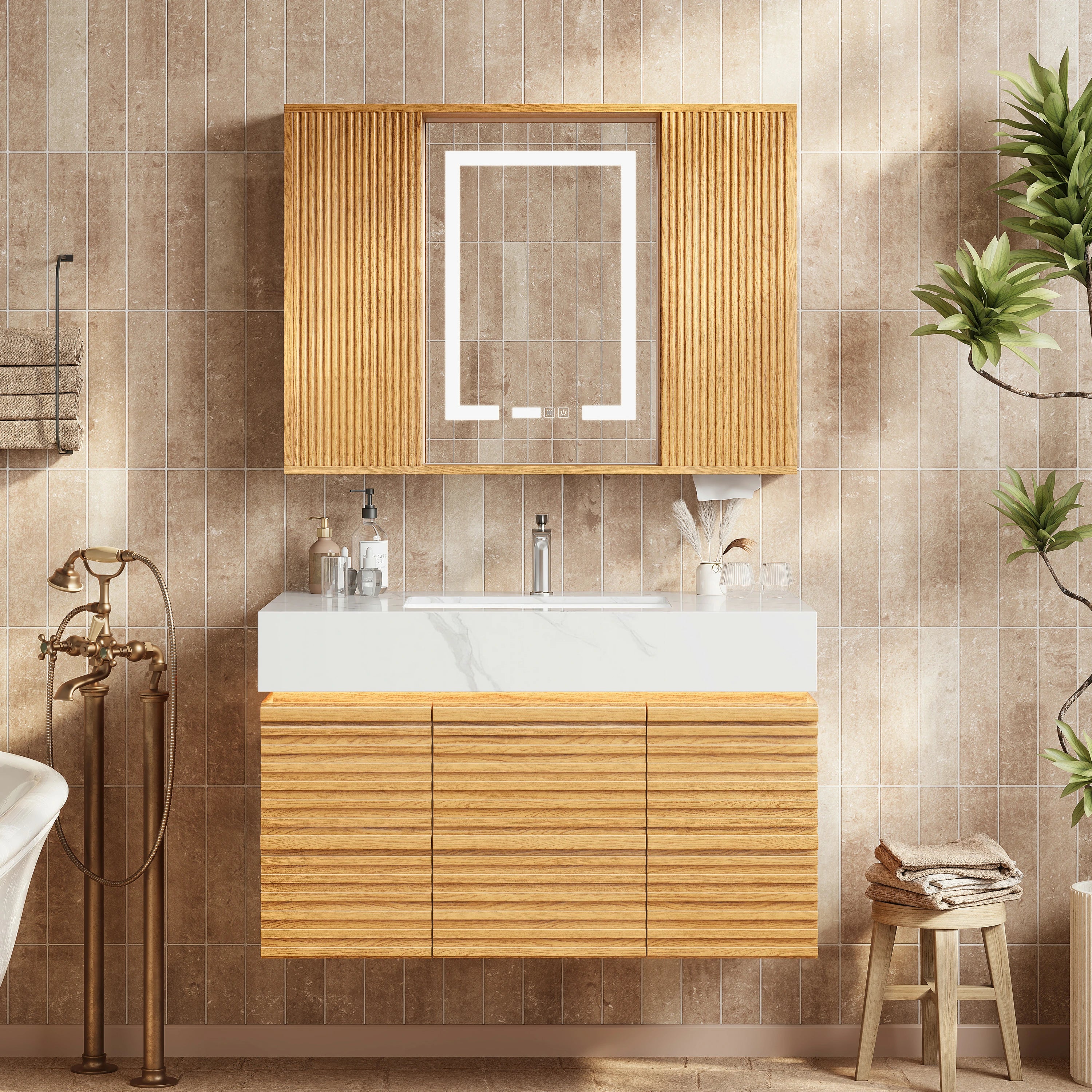 Isla Oak Bathroom Vanity 91cm W