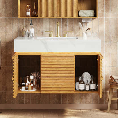 Isla Oak Bathroom Vanity 91cm W