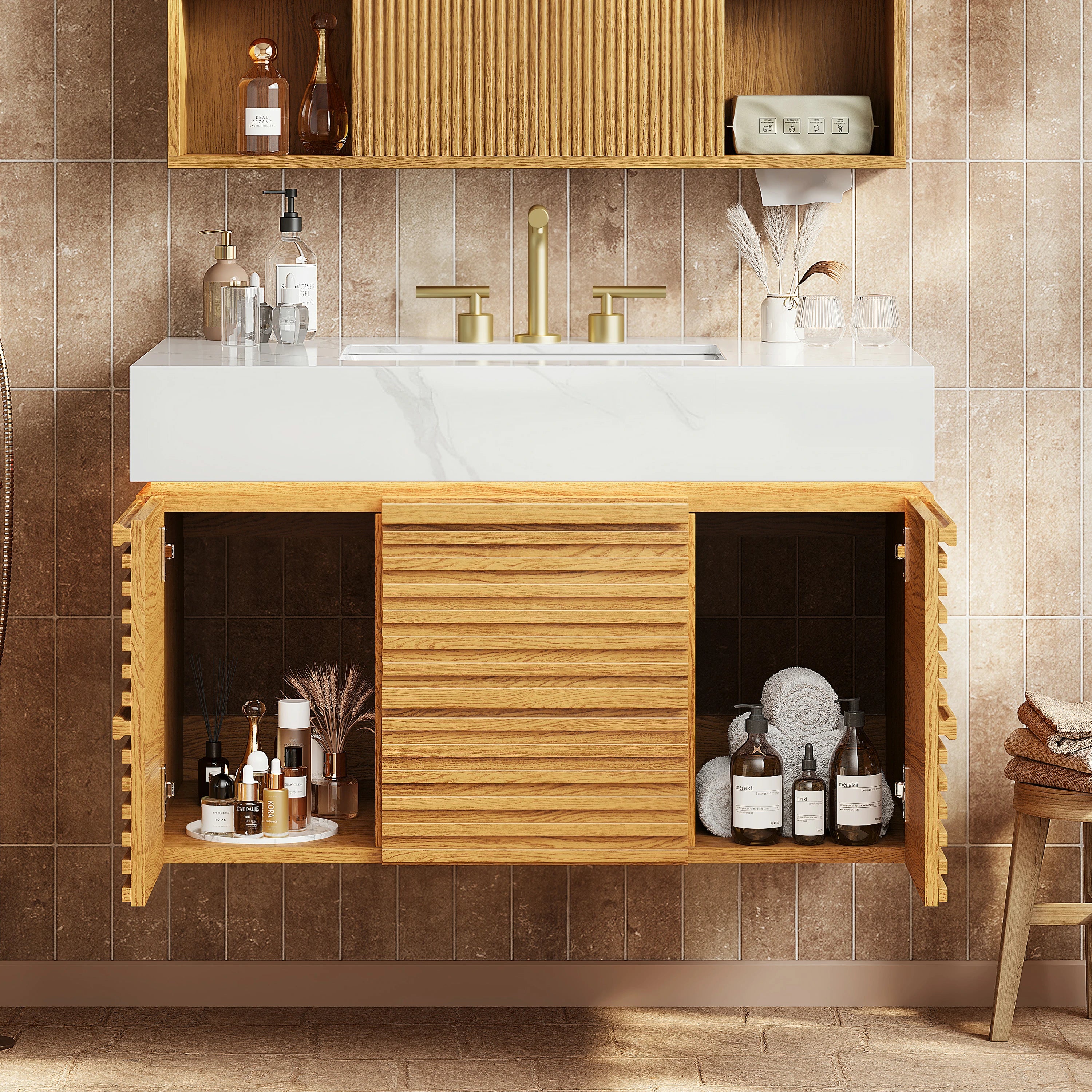 Isla Oak Bathroom Vanity 91cm W