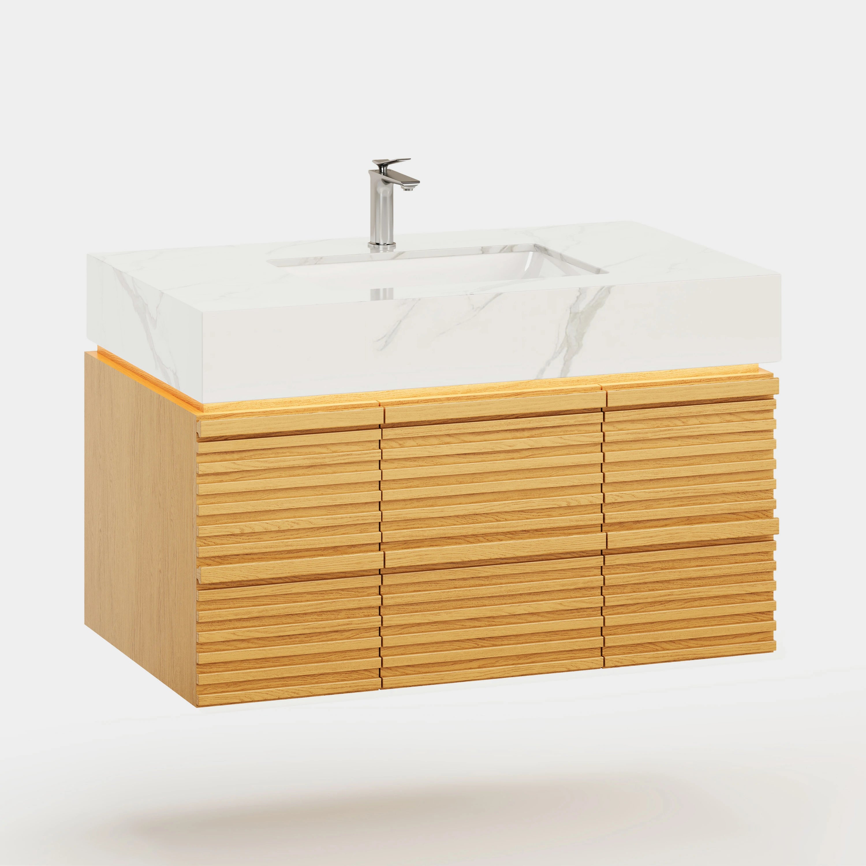 Isla Oak Bathroom Wall Mirror And Vanity Set