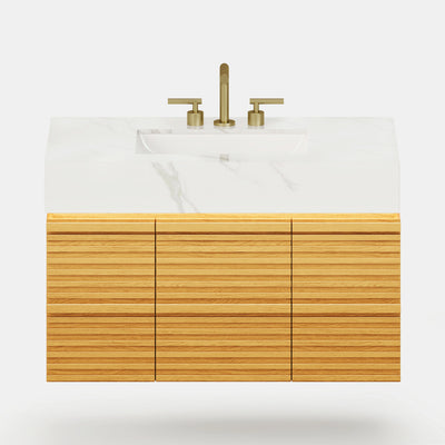 Isla Oak Bathroom Wall Mirror And Vanity Set