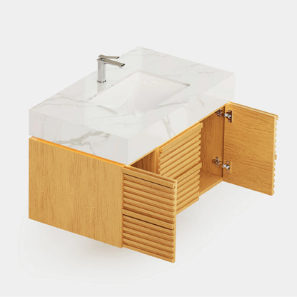 Isla Oak Bathroom Wall Mirror And Vanity Set