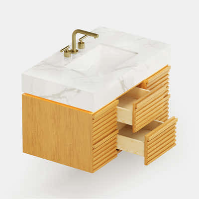 Isla Oak Bathroom Wall Mirror And Vanity Set