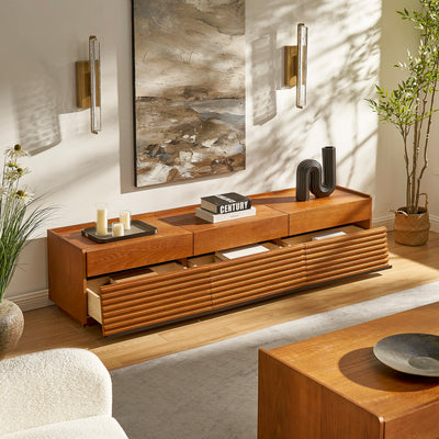 Devon Oak Media Console  And Coffee Table Set