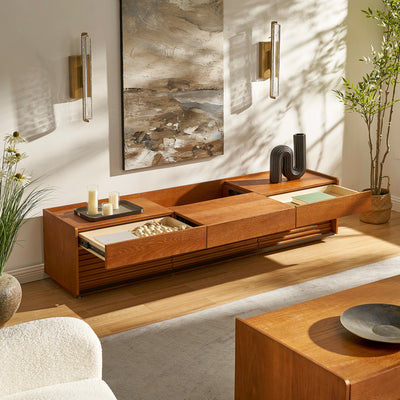 Devon Oak Media Console  And Coffee Table Set