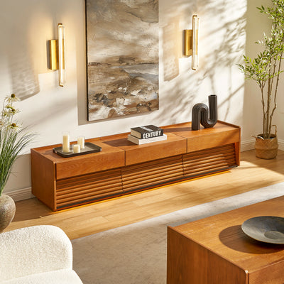 Devon Oak Media Console  And Coffee Table Set