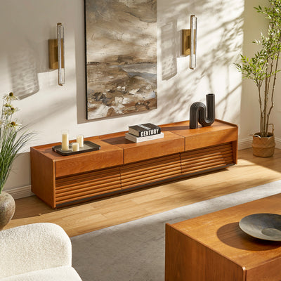Devon Oak Media Console  And Coffee Table Set