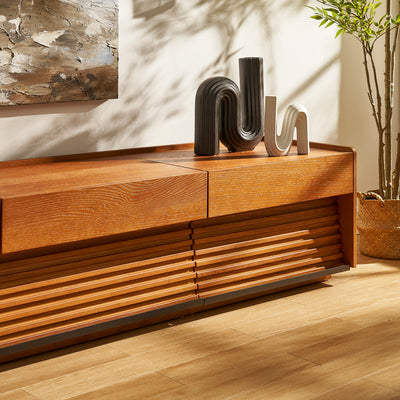 Devon Oak Media Console  And Coffee Table Set