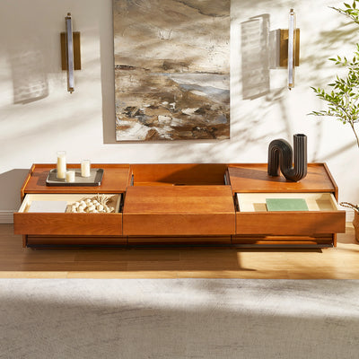 Devon Oak Media Console  And Coffee Table Set