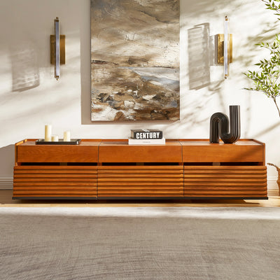 Devon Oak Media Console  And Coffee Table Set