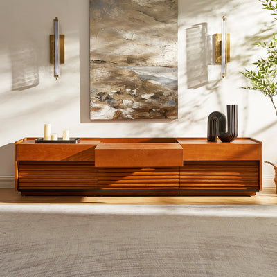 Devon Oak Media Console  And Coffee Table Set