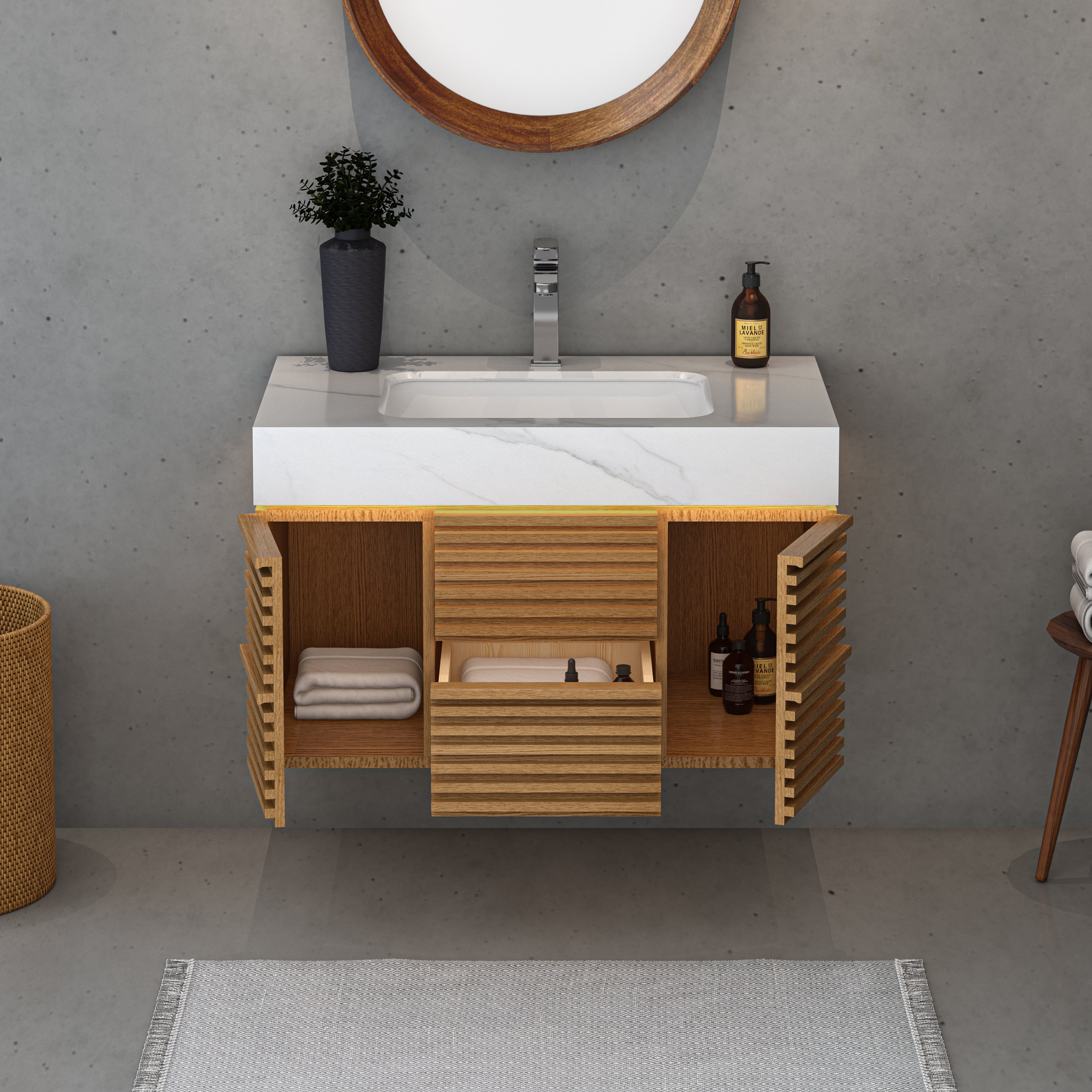 Giona Oak Bathroom Vanity 36"W